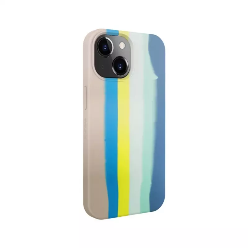 Evelatus custodia in silicone per Apple iPhone 15 Plus multicolore blu rosa