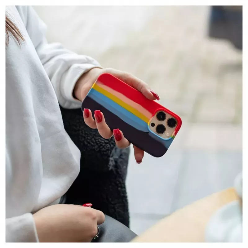 Evelatus custodia in silicone per Apple iPhone 15 Pro Max multicolore arcobaleno