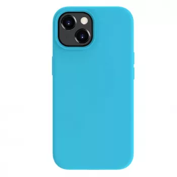 Evelatus custodia in silicone Premium Soft Touch per Apple iPhone 15 Plus blu ciano