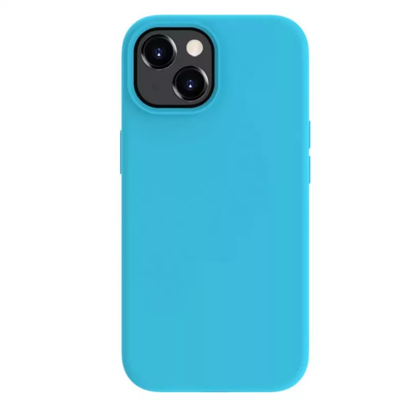 Evelatus custodia in silicone Premium Soft Touch per Apple iPhone 15 Plus blu ciano