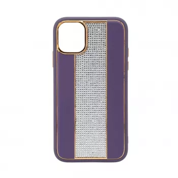 iLike custodia in pelle con diamanti per Apple iPhone 11 viola