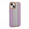 iLike custodia in pelle con diamanti per Apple iPhone 15 rosa sabbia