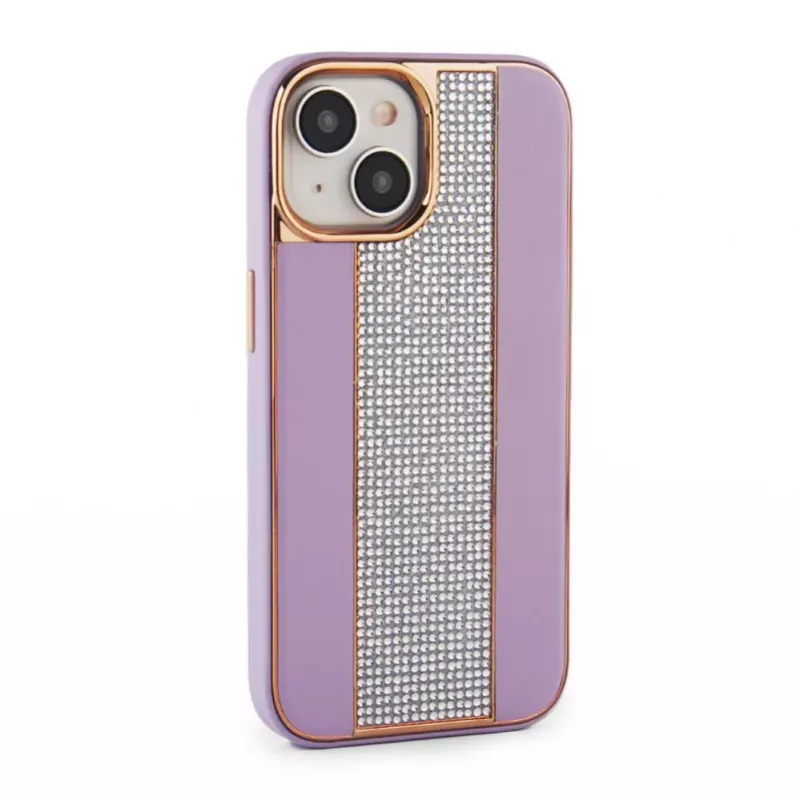 iLike custodia in pelle con diamanti per Apple iPhone 15 rosa sabbia