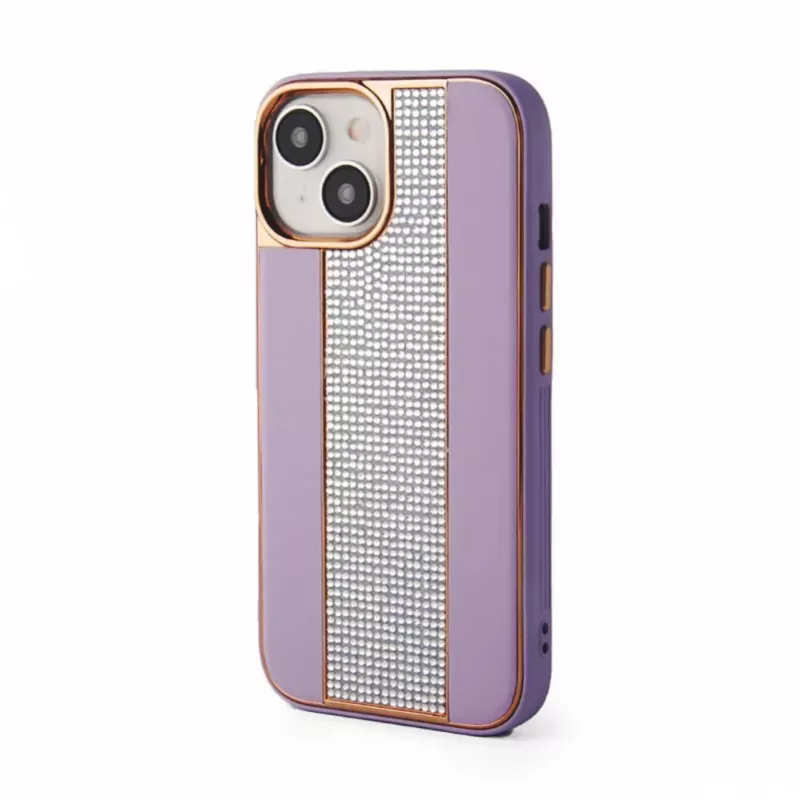 iLike custodia in pelle con diamanti per Apple iPhone 15 rosa sabbia