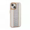 iLike custodia in pelle con diamanti per Apple iPhone 15 bianco