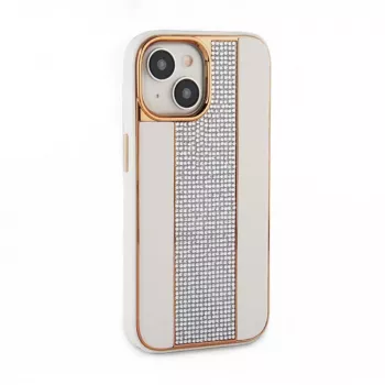 iLike custodia in pelle con diamanti per Apple iPhone 15 bianco