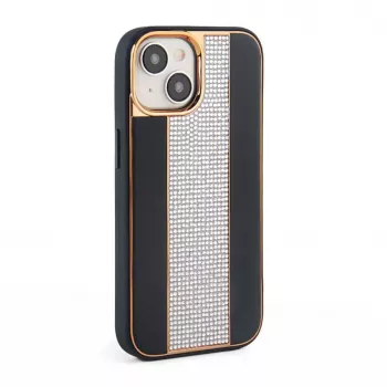 iLike custodia in pelle con diamanti per Apple iPhone 15 nero