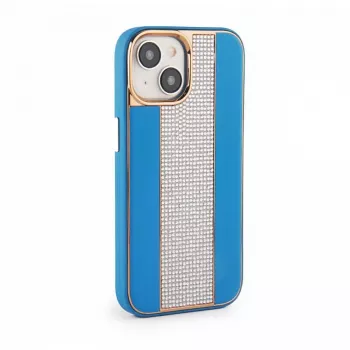 iLike custodia in pelle con diamanti per Apple iPhone 15 blu