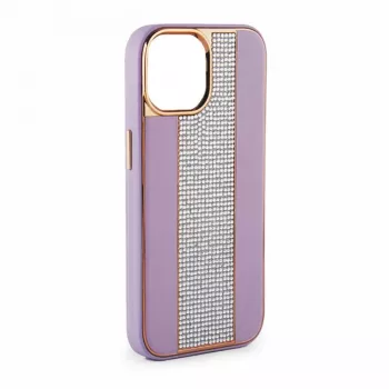 iLike custodia in pelle con diamanti per Apple iPhone 15 Pro rosa sabbia