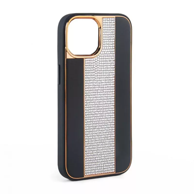 iLike custodia in pelle con diamanti per Apple iPhone 15 Pro nero