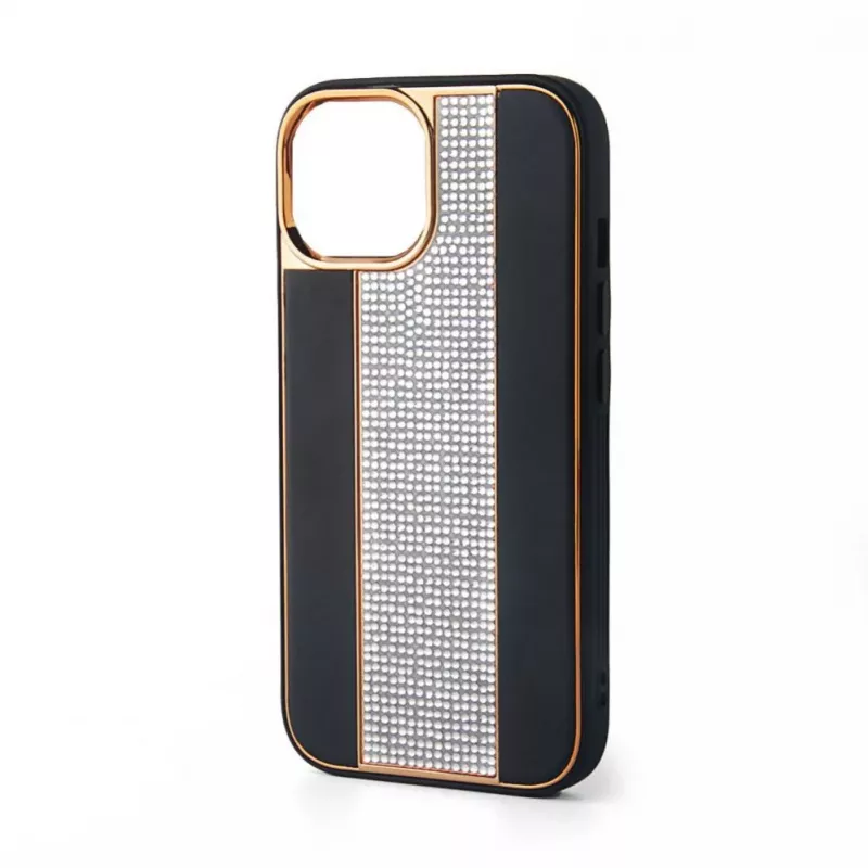 iLike custodia in pelle con diamanti per Apple iPhone 15 Pro Max nero