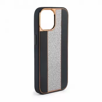iLike custodia in pelle con diamanti per Apple iPhone 15 Pro Max nero