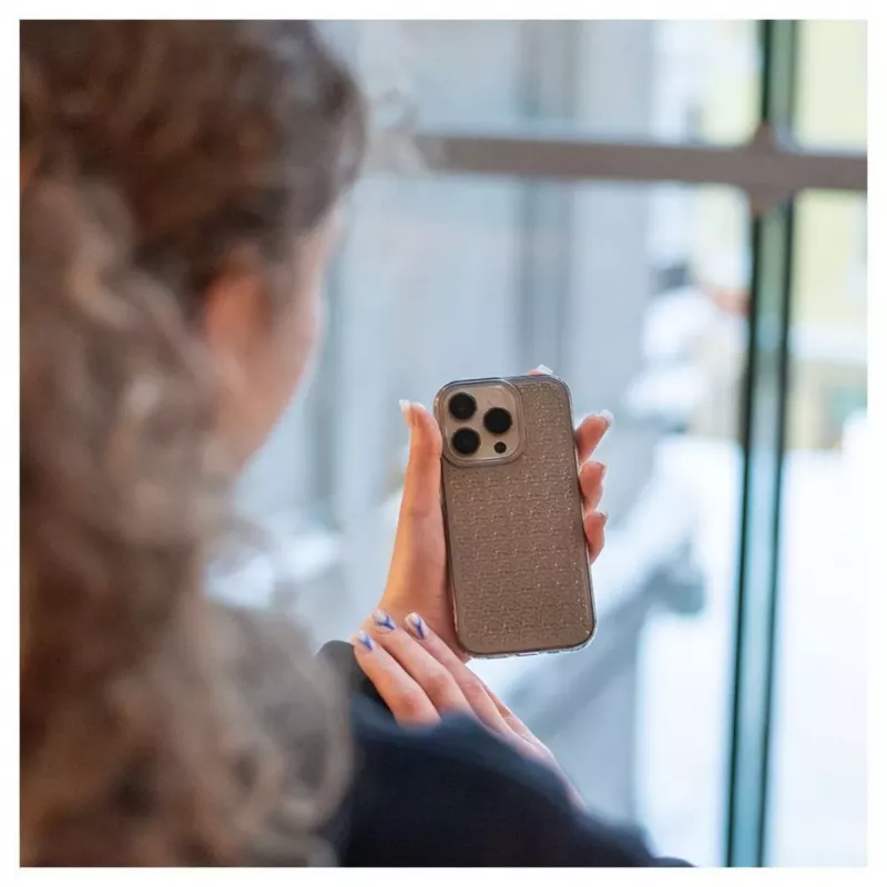 iLike custodia in silicone Shine trasparente per Apple iPhone 14 Pro nero