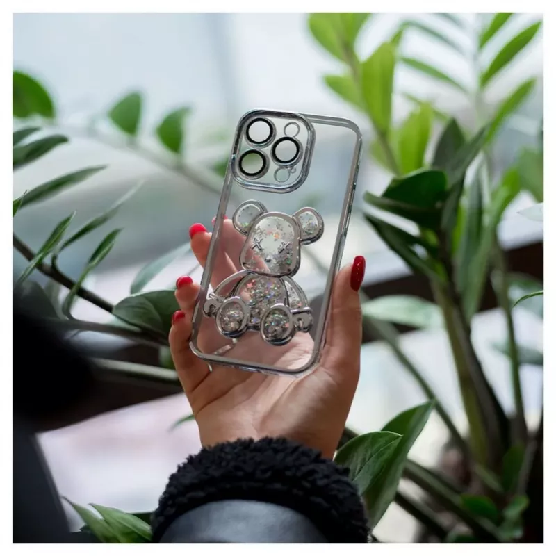 iLike Apple iPhone 14 Pro Custodia in silicone Print Desire Bear argento