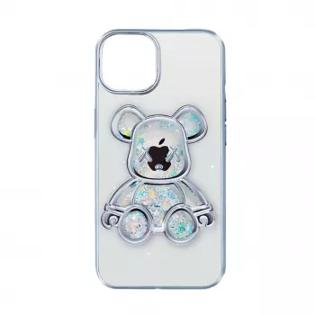 iLike Apple iPhone 15 Custodia in silicone Print Desire Bear argento