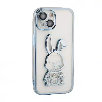 iLike Apple iPhone 15 Custodia in silicone Print Desire Rabbit blu