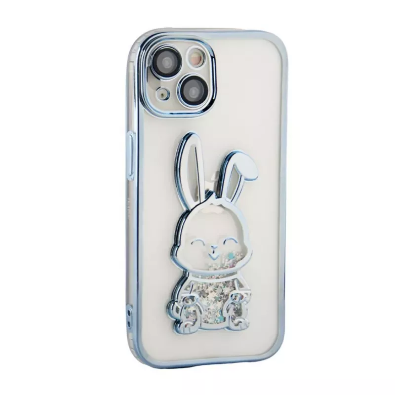 iLike Apple iPhone 15 Custodia in silicone Print Desire Rabbit blu