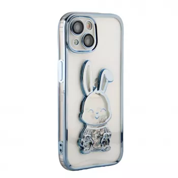 iLike Apple iPhone 15 Custodia in silicone Print Desire Rabbit blu