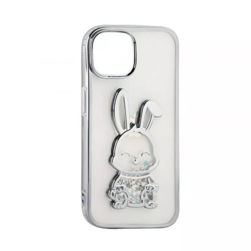 iLike Apple iPhone 15 Custodia in silicone Print Desire Rabbit argento
