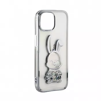 iLike Apple iPhone 15 Custodia in silicone Print Desire Rabbit argento