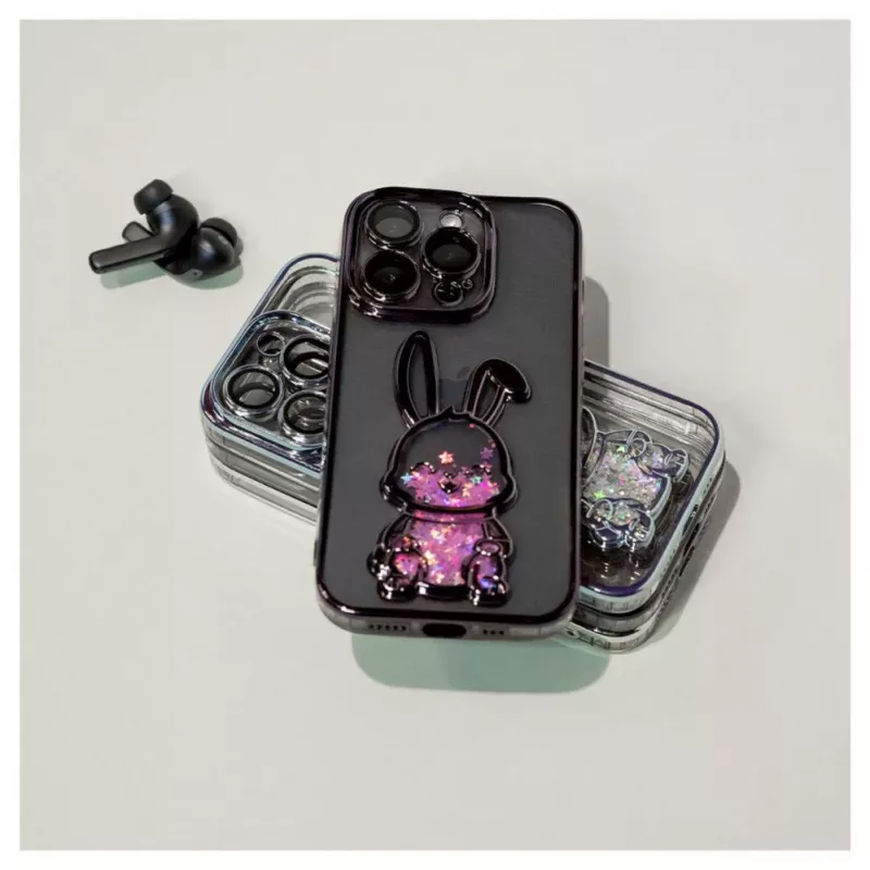 iLike Apple iPhone 15 Pro Custodia in silicone Print Desire Rabbit viola