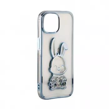 iLike Apple iPhone 15 Pro Custodia in silicone Print Desire Rabbit blu