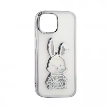 iLike Apple iPhone 15 Pro Custodia in silicone Print Desire Rabbit argento
