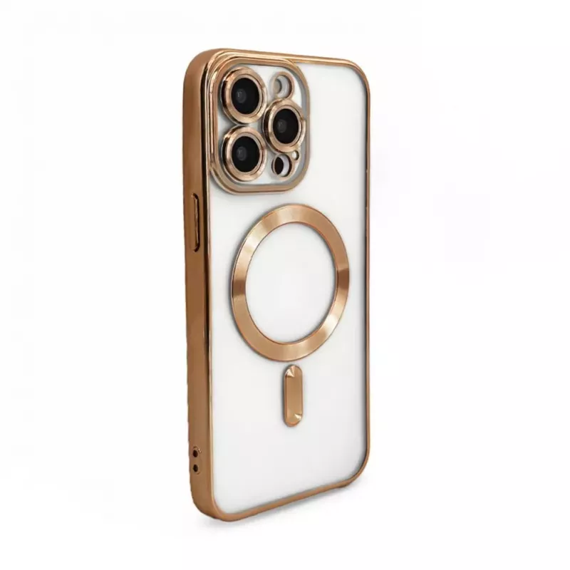 iLike Apple iPhone 15 Pro custodia TPU Electroplate compatibile MagSafe trasparente oro