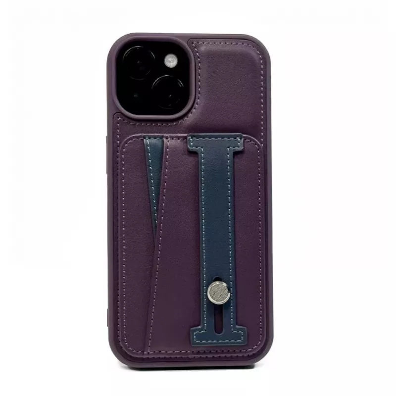 iLike Apple iPhone 13 custodia con tasca in pelle e supporto viola