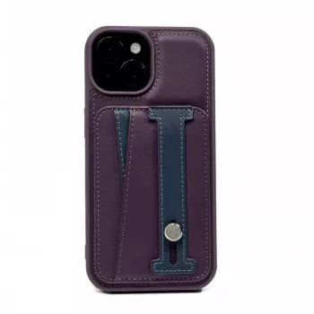 iLike Apple iPhone 15 Pro Max custodia con tasca in pelle e supporto viola