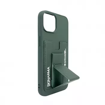 iLike Apple iPhone 15 custodia in pelle con tasca nascosta e supporto verde
