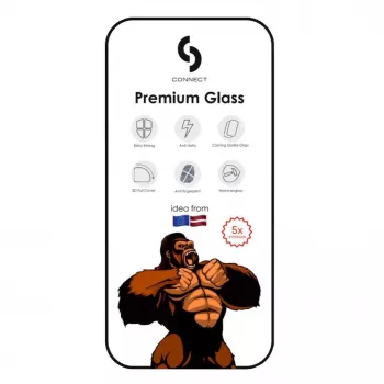 Connect Apple iPhone 12/12 Pro Corning Gorilla Glass antistatico 3D Full Cover 5X più resistente nero
