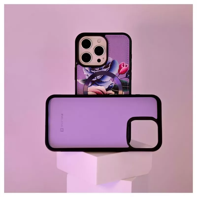 Evelatus Apple iPhone 15 Pro custodia portafoglio e slim cover viola