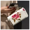 Evelatus Apple iPhone 14 custodia in pelle con zip design fiore bianco