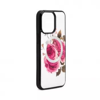 Evelatus Apple iPhone 14 Pro custodia in pelle con zip design fiore bianco