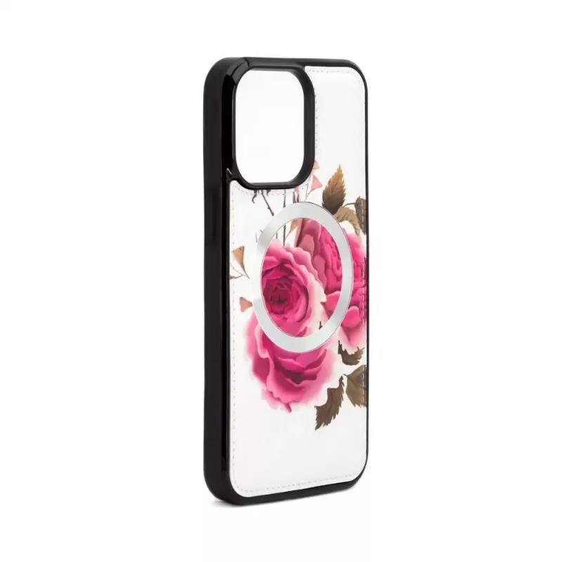 Evelatus Apple iPhone 14 Pro custodia in pelle con zip design fiore bianco