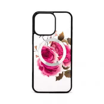 Evelatus Apple iPhone 14 Pro custodia in pelle con zip design fiore bianco