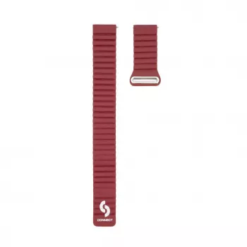Connect 22mm cinturino magnetico in pelle-silicone Loop Flat Head per orologio (130mm M/L) rosso vino