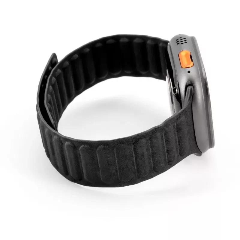 Connect Watch 42/44/45mm cinturino in twill intrecciato fine con catena magnetica nero