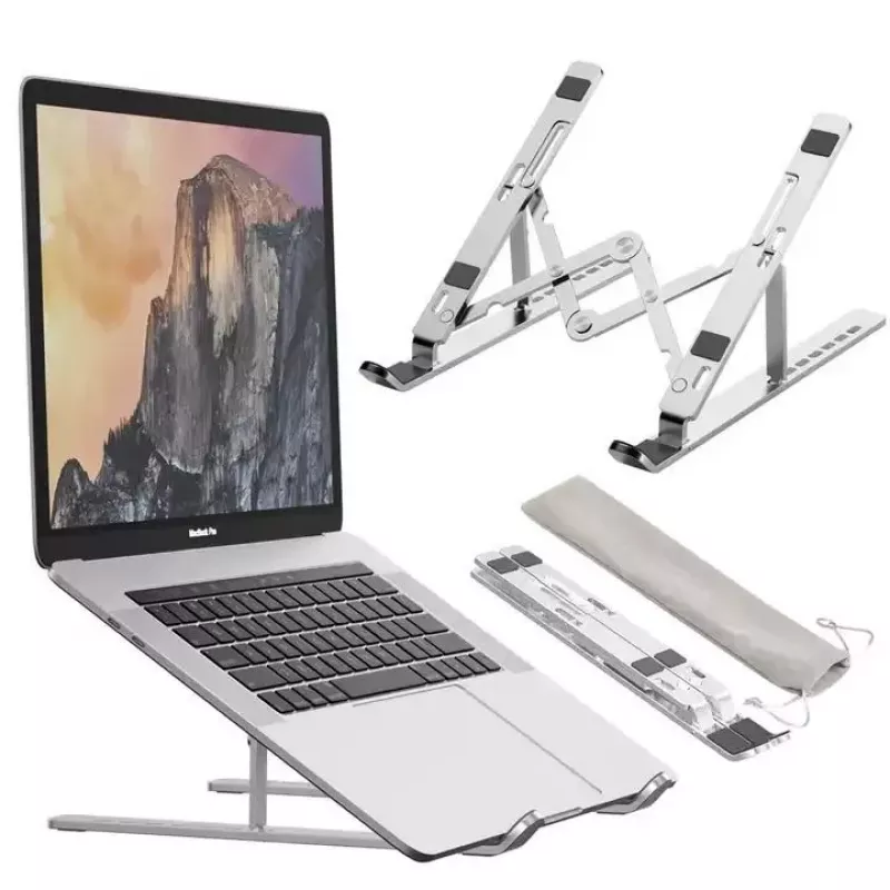 iLike STM1 supporto pieghevole in metallo per notebook da 10-17,3 pollici - argento