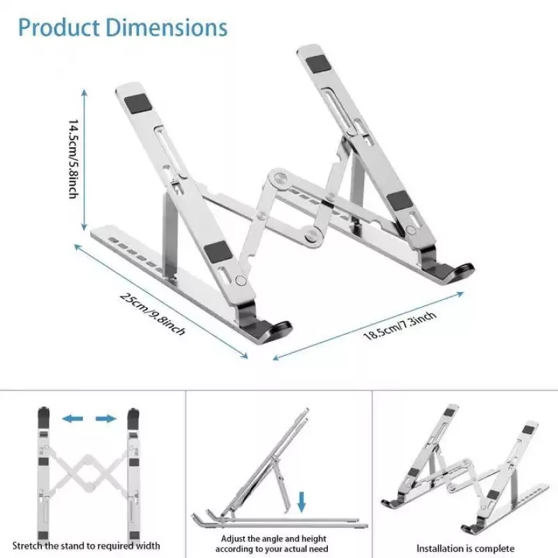 iLike STM1 supporto pieghevole in metallo per notebook da 10-17,3 pollici - argento