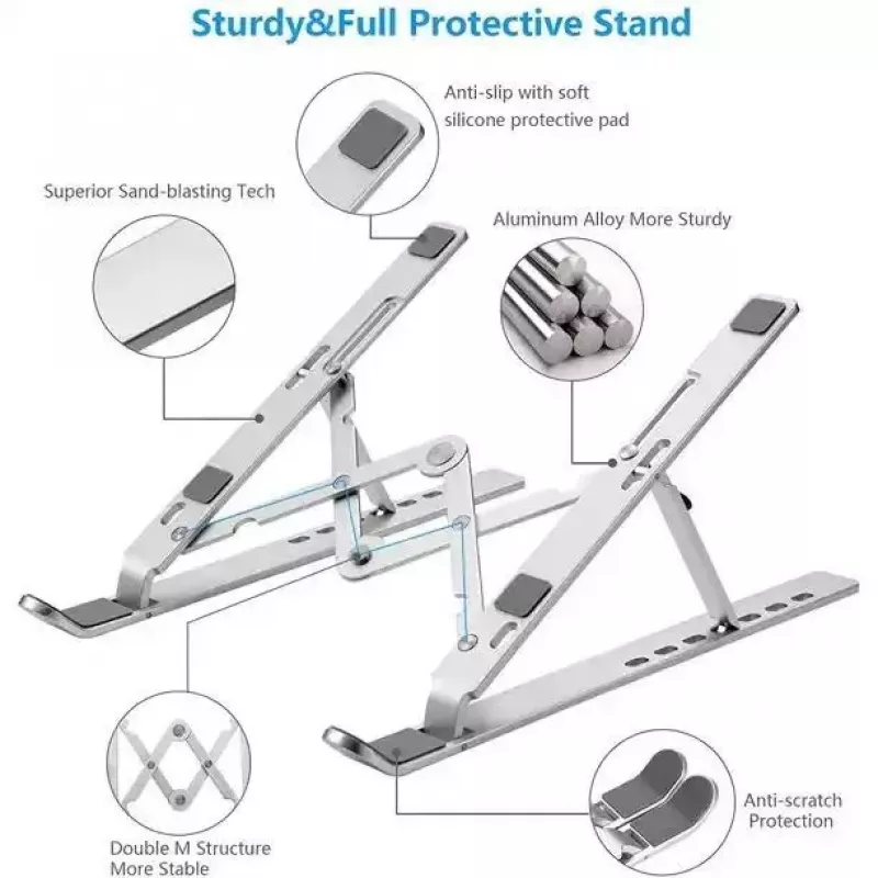 iLike STM1 supporto pieghevole in metallo per notebook da 10-17,3 pollici - argento