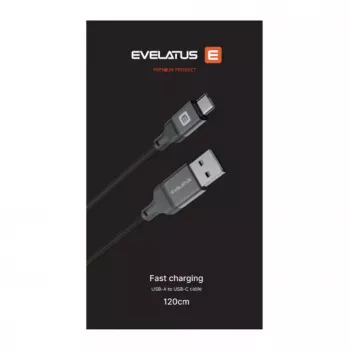 Evelatus Cavo USB-A a USB-C 1,2 m nylon intrecciato nero