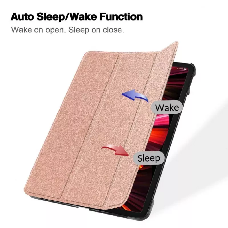 iLike Redmi Pad SE 11 Custodia con supporto Tri-Fold in pelle ecologica oro rosa