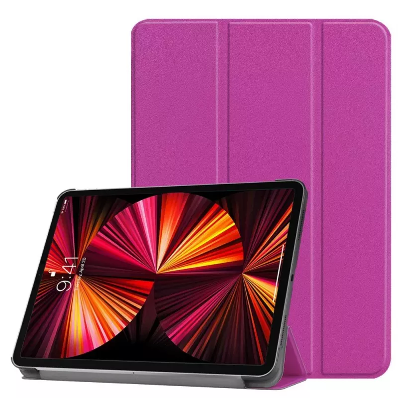 iLike Galaxy Tab S7 FE 12.4 Custodia con supporto a tre ante in pelle ecologica viola