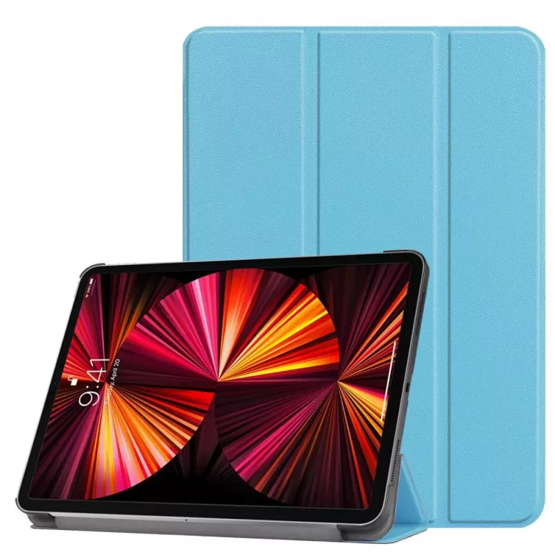iLike Galaxy Tab S9 FE Custodia con supporto a tre ante in pelle ecologica azzurro cielo