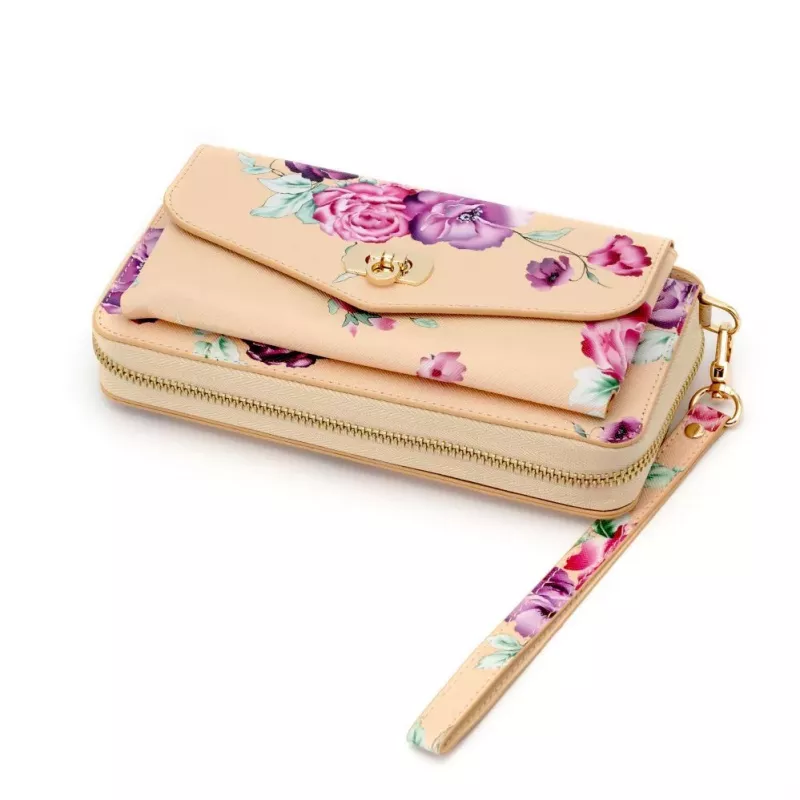 Evelatus Custodia portafoglio universale fiore beige