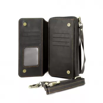 Evelatus Custodia portafoglio universale in pelle con zip nero