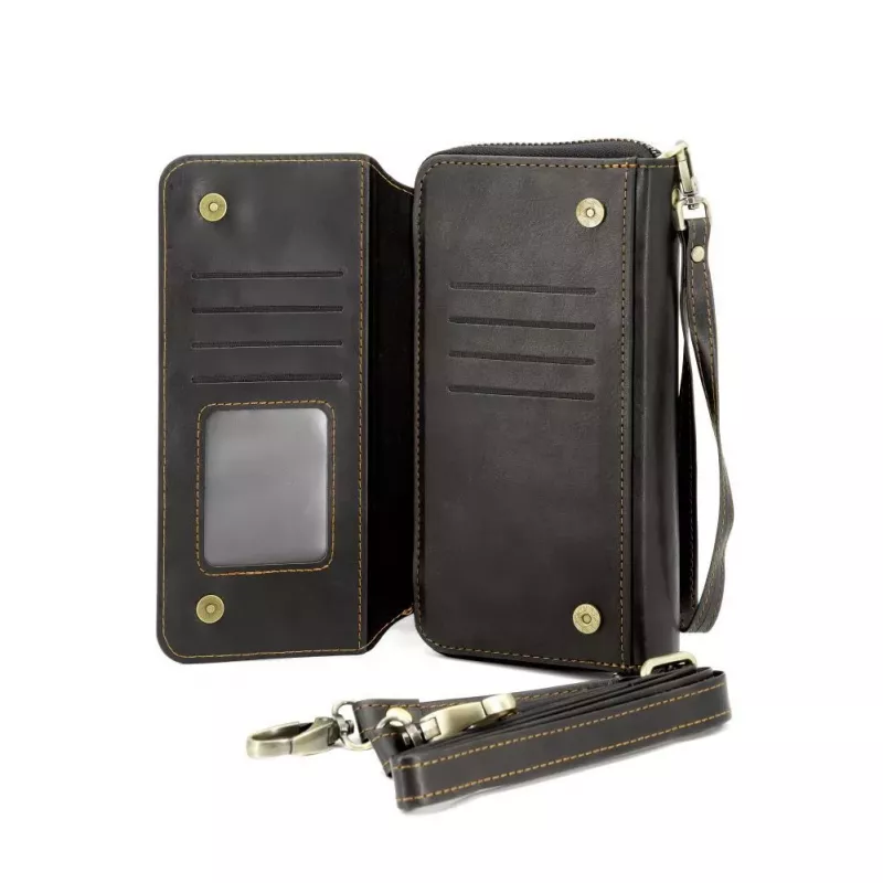 Evelatus Custodia portafoglio universale in pelle con zip nero