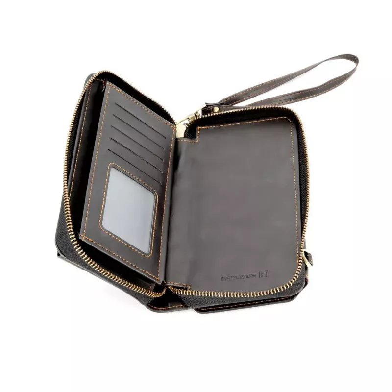 Evelatus Custodia portafoglio universale in pelle con zip nero